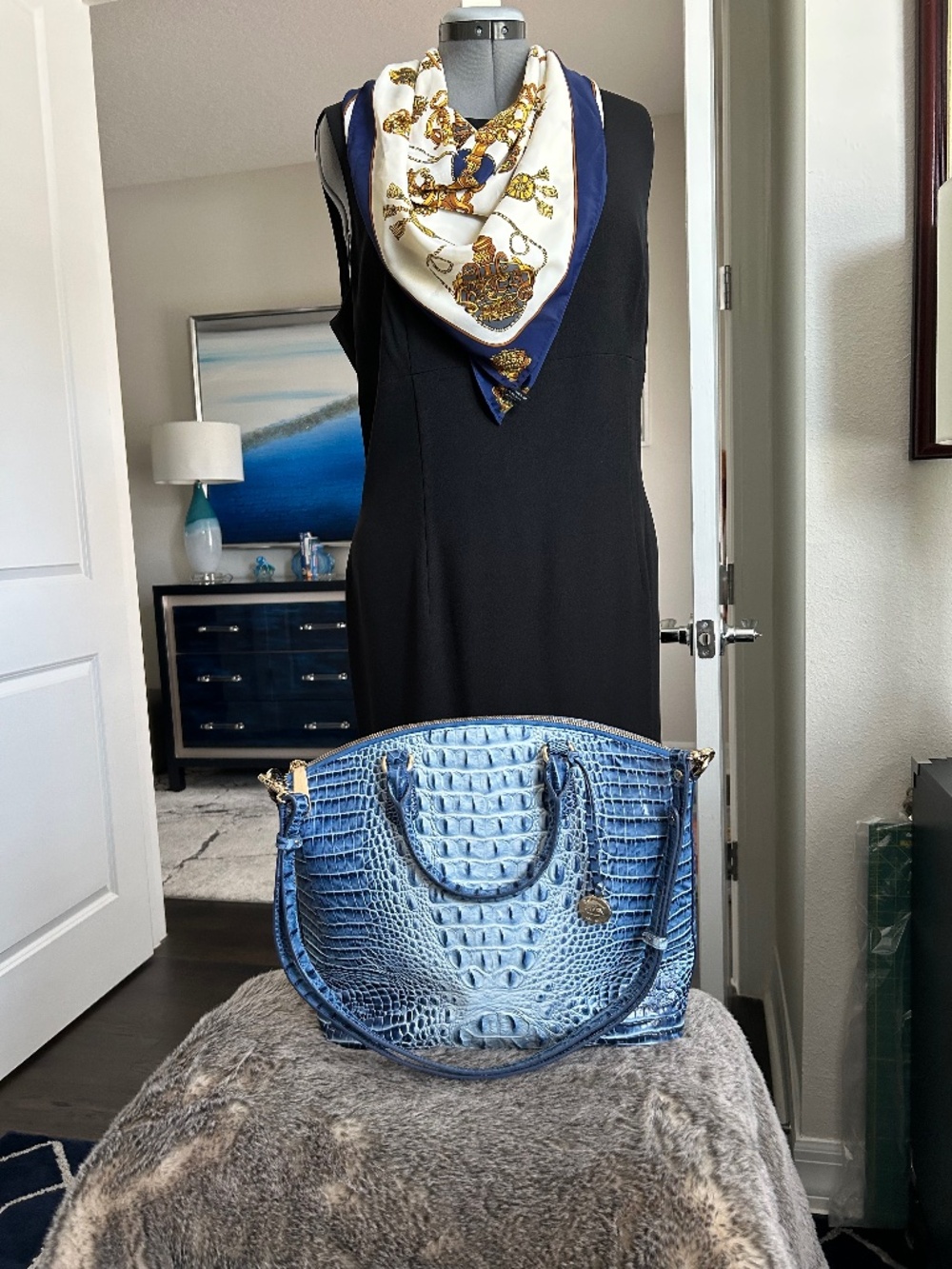 Brahmin leather poolside ombré blue purse